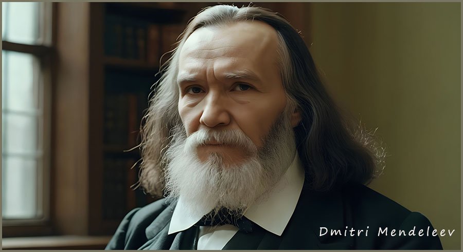 Portrait of the Russain chemist Dmitri Mendeleev.