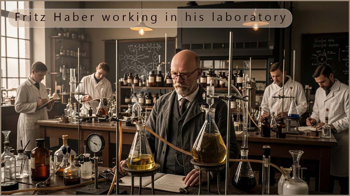 Fritz Haber working in his laboratory.