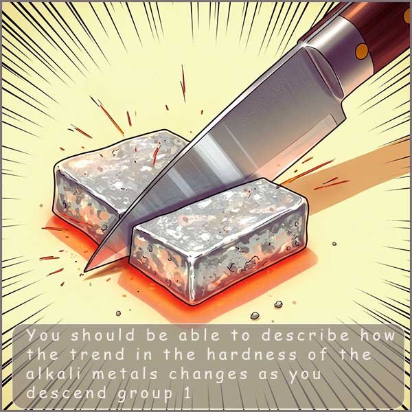 alkali meta being cut with a knife