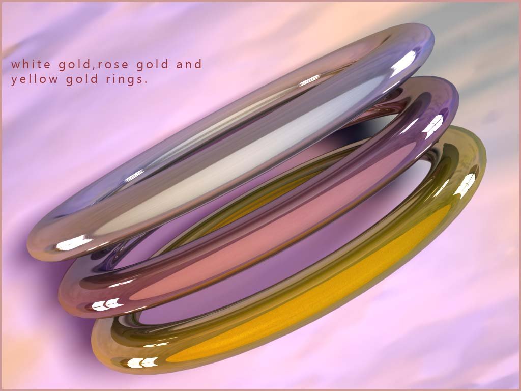 white, yellow and rose gold wedding rings