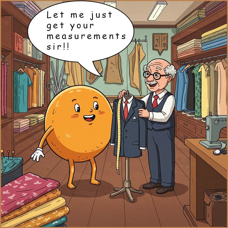 Measuring the size of an atom comic style image, atom being measured.