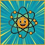 Cartoon style image to show the structure of an atom.