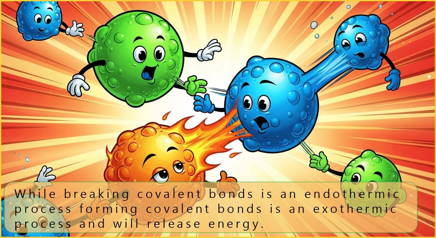 Image shows that bond formation is an exothermic process and will release energy.