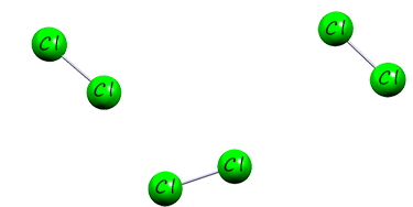 image of the diatomic chlorine molecules.