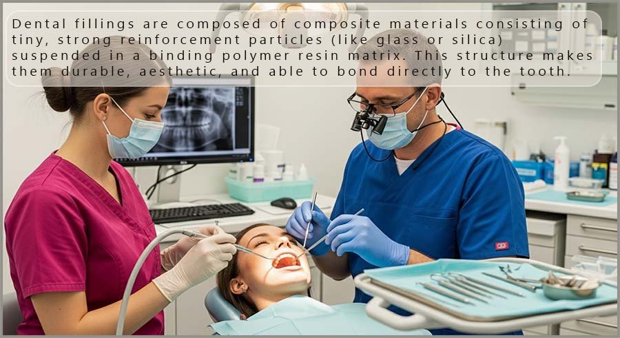 Dental fillings are composed of a composite material.