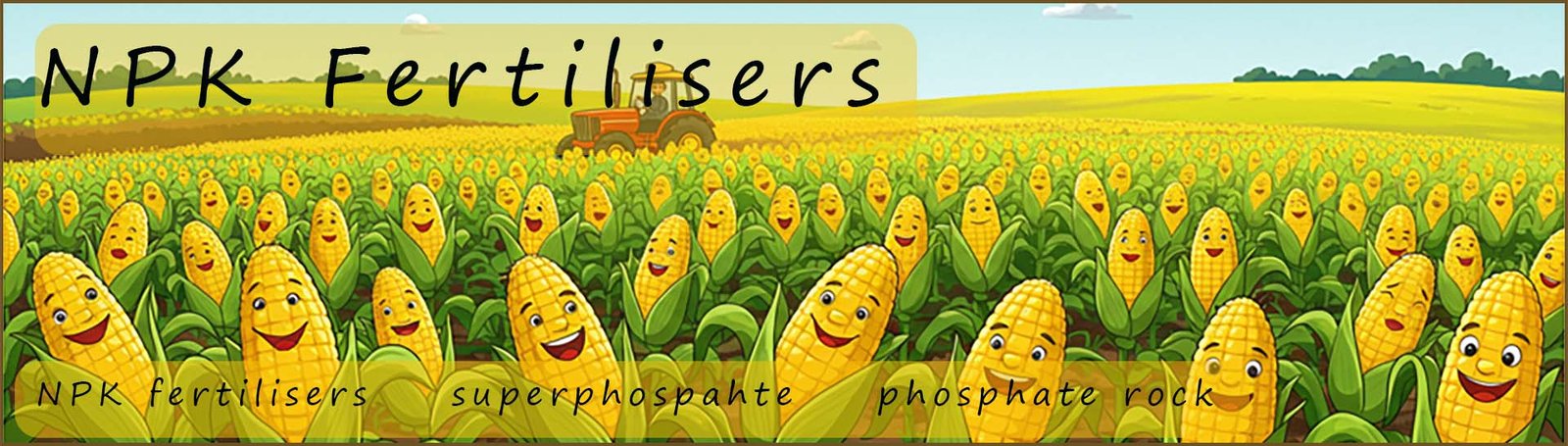 fertilisers header image- fileld of smiling corn plants growing in the sun.