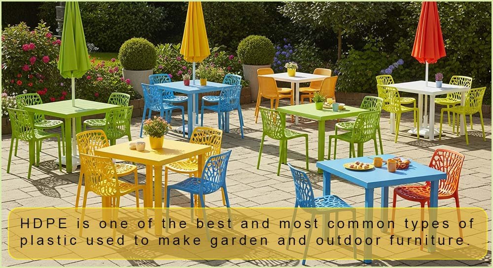 Garden furniture made from HDPE.