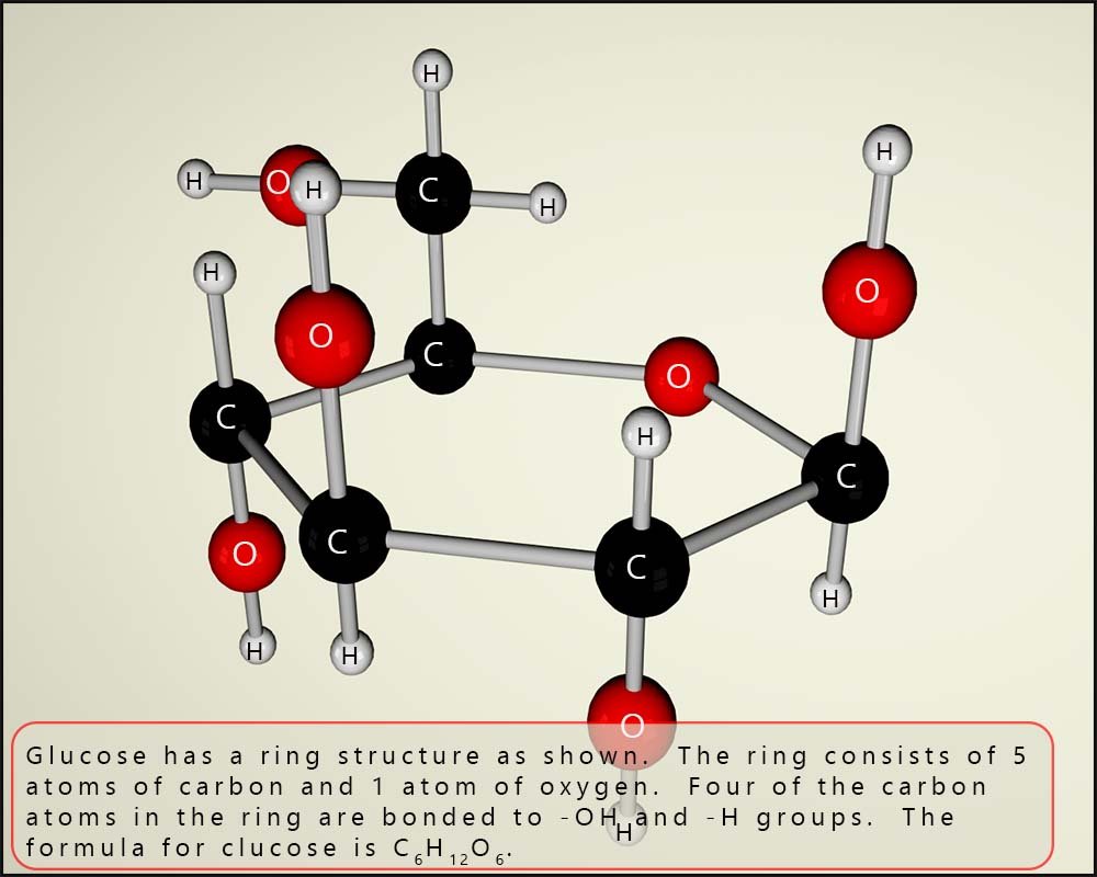 3d model showing the structure of glucose.