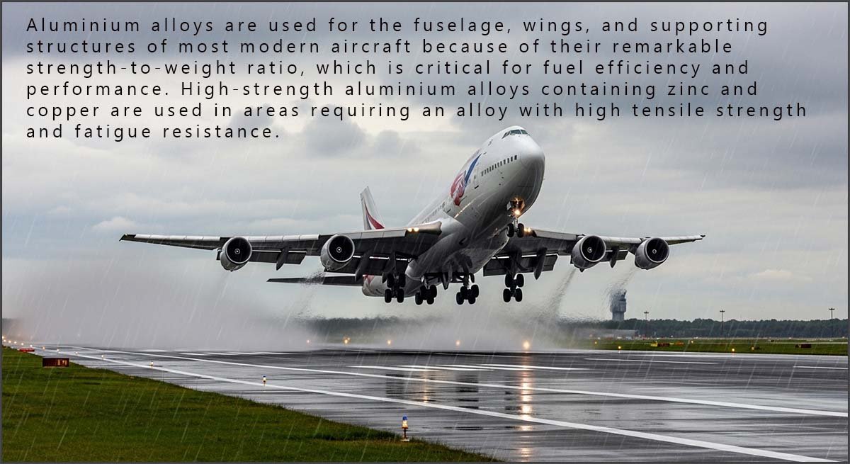 Modern aircraft rely on aluminium and its alloys- image of a jumbo jet.