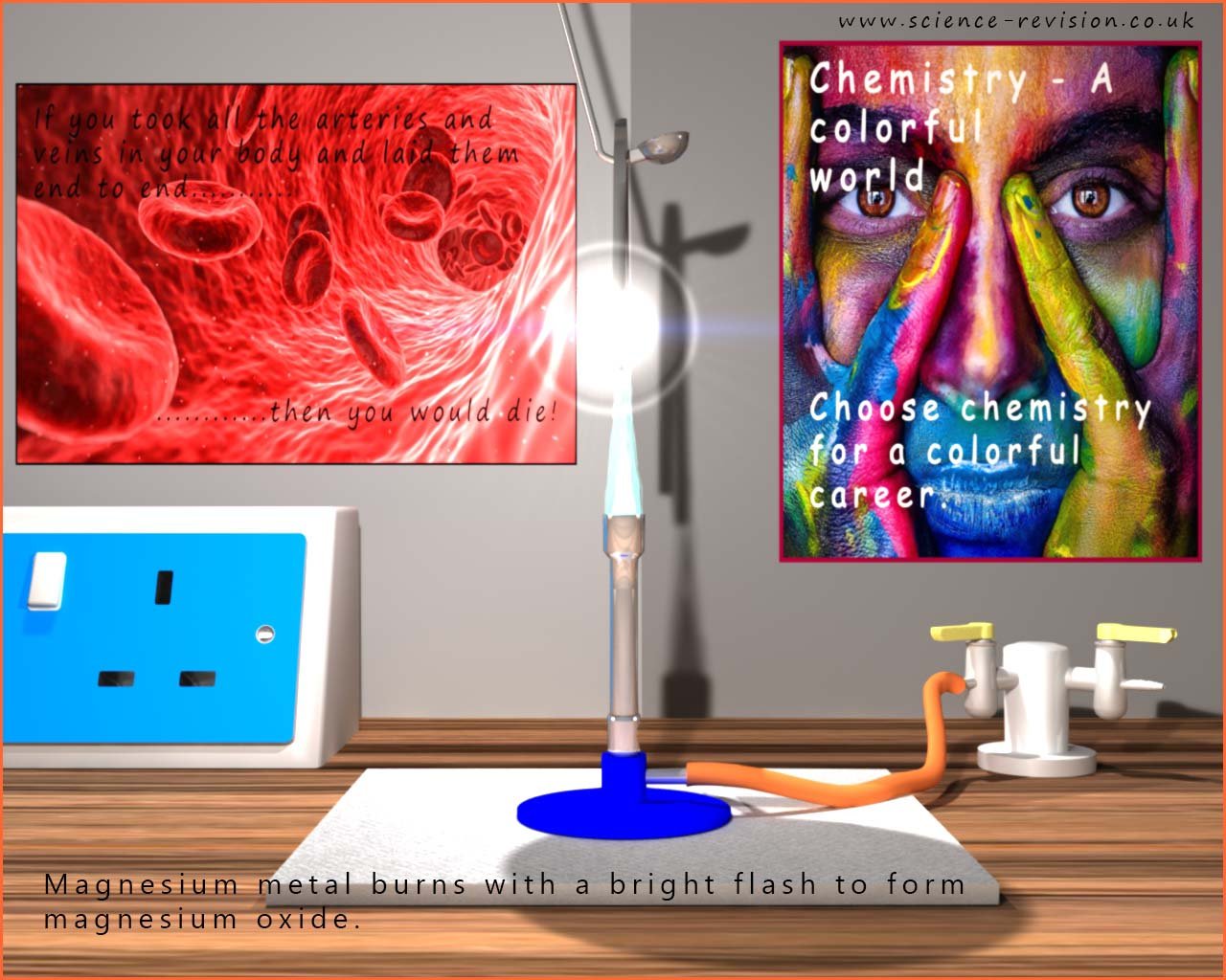 Magnesium burning in air.