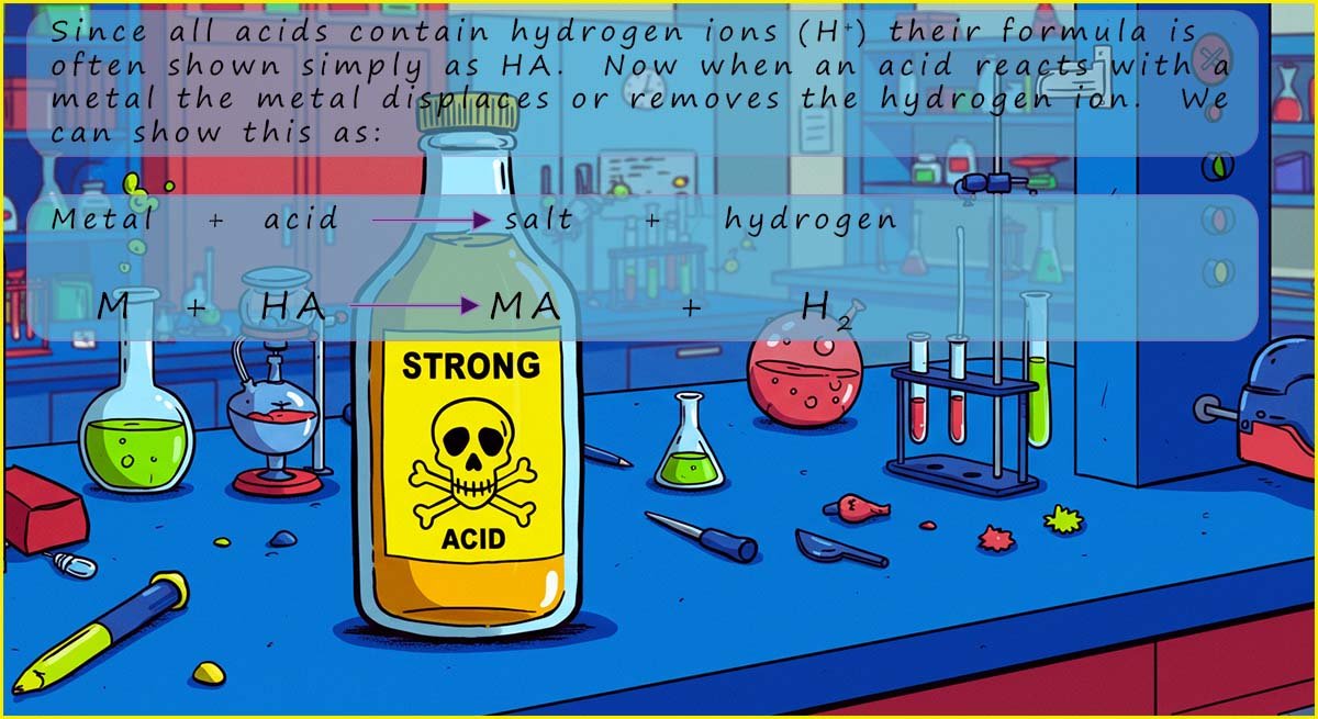 Info graphic explaining how a salt is formed from an acid.