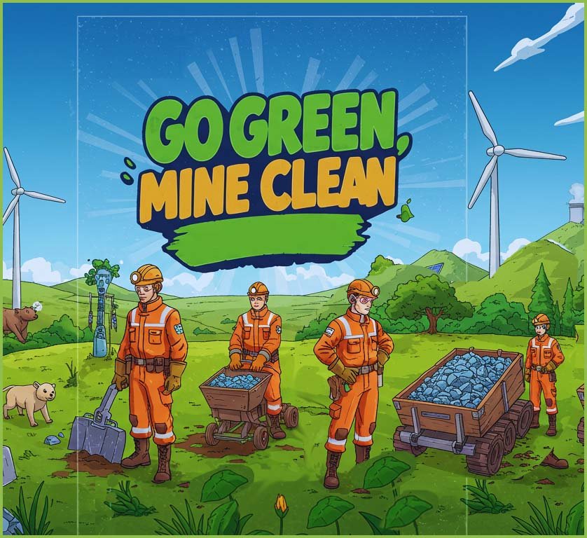 Poster promoting environmentally friendly mining