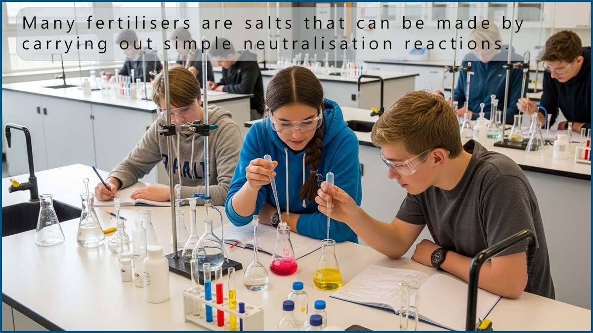 Students carrying out neitralisation reactions in the lab.