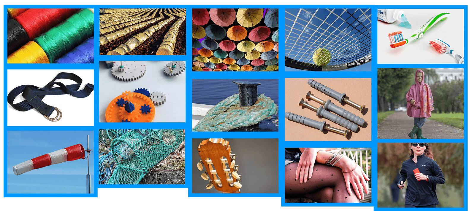 photo montage of items made from nylon