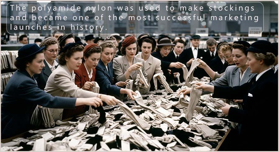 Women buying nylon stocking during WW2.