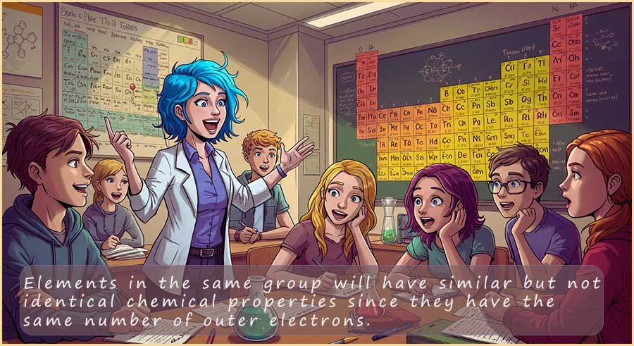 Teacher giving lesson on groups in the periodic table