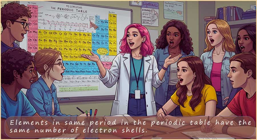 Teacher giving a lesson on periods in the periodic table