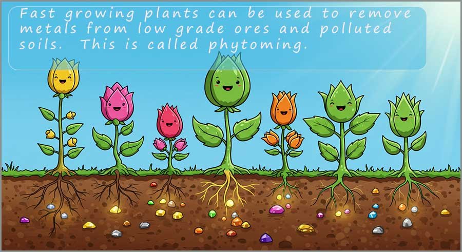 Comic style image showing phytomining
