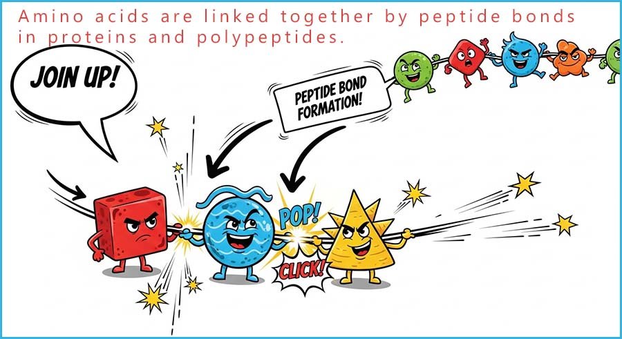 Polypeptides and proteins are large molecules and polymers formed from amino acid monomers.