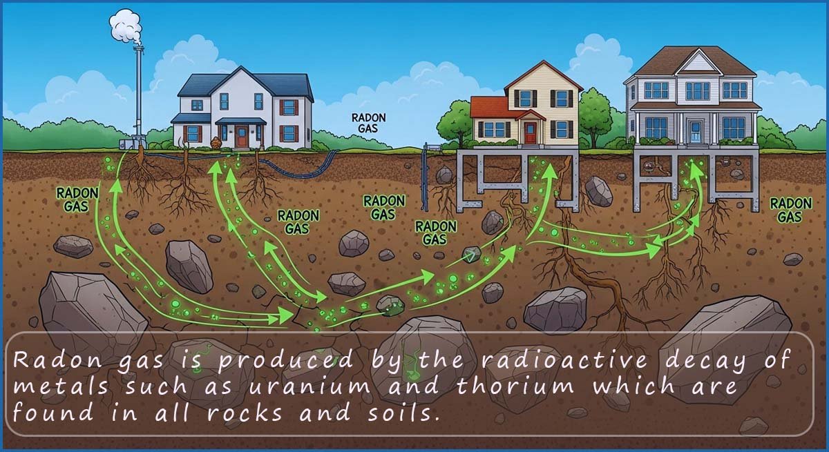 Radon gas seeping into basements