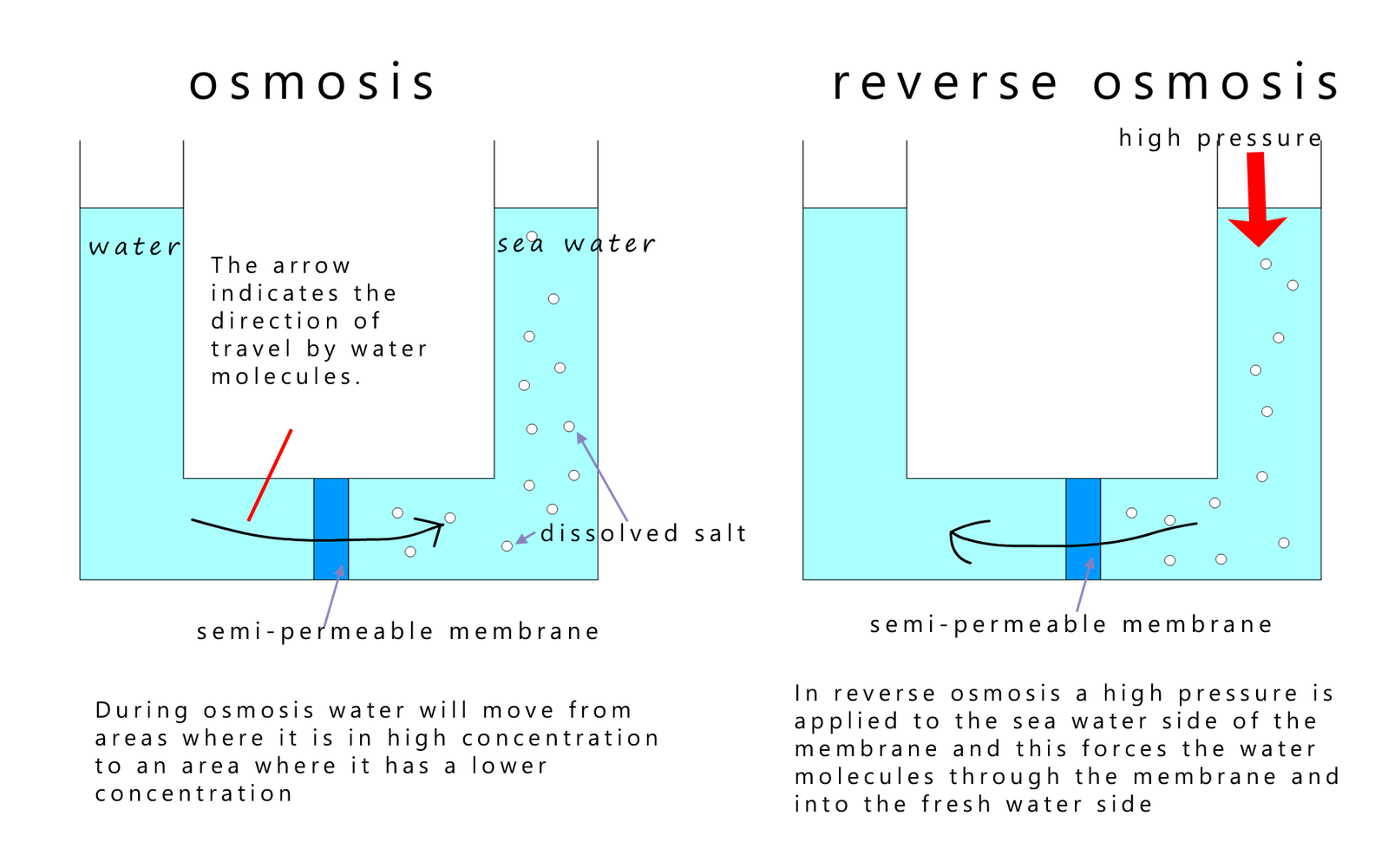 Reverse osmosis is one way of turning seawater into fresh drinking water.