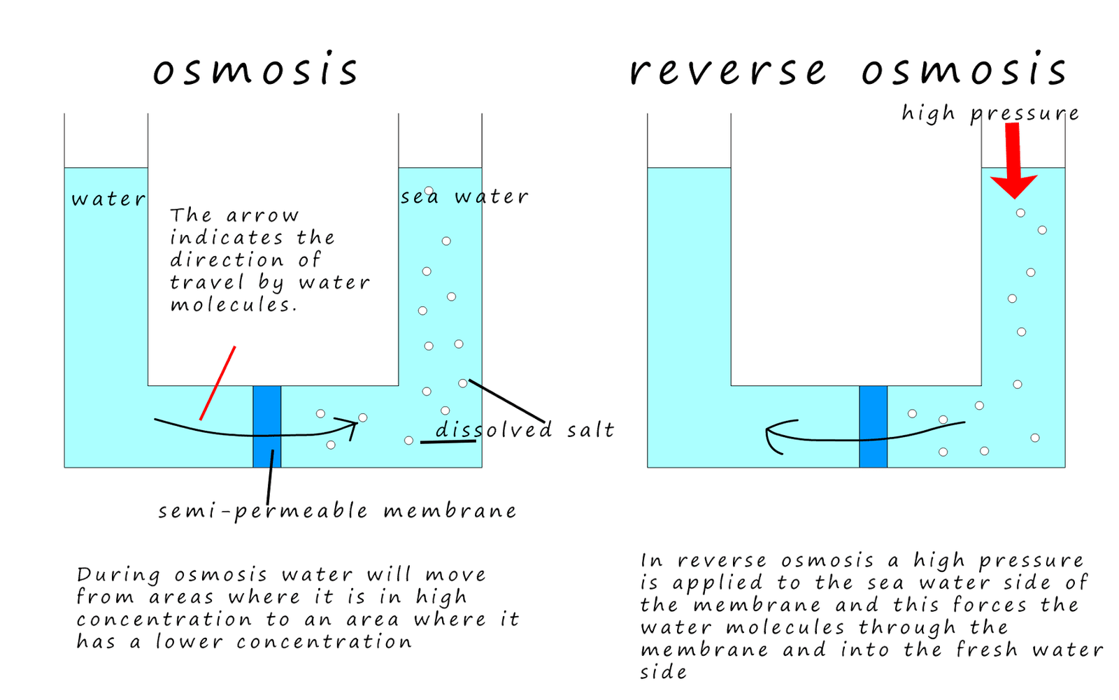 Reverse osmosis is one way of turning seawater into freash drinking water.