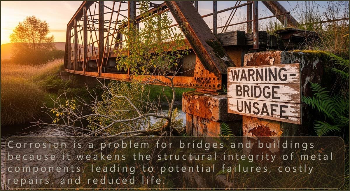 A rusty, weakened bridge.