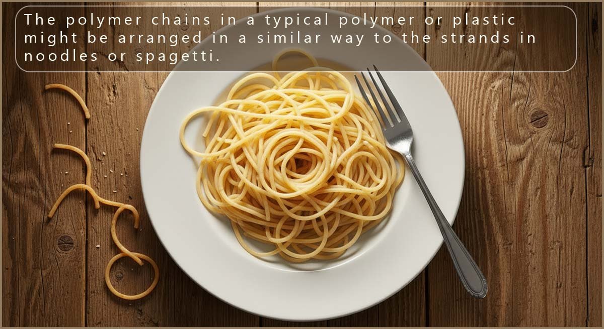 How long polymer chains are arranged in a polymer—like a plate of noodles.