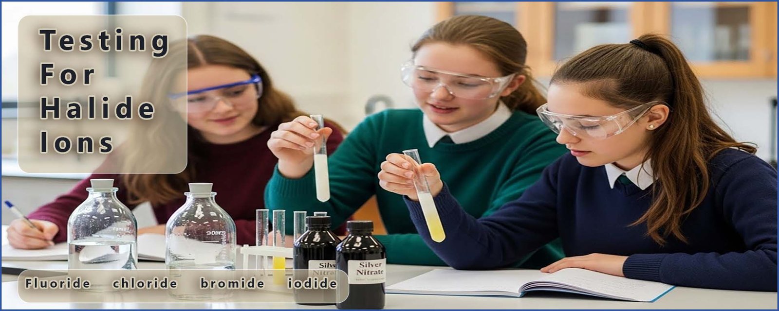 Testing for halide ions using silver nitrate header image.