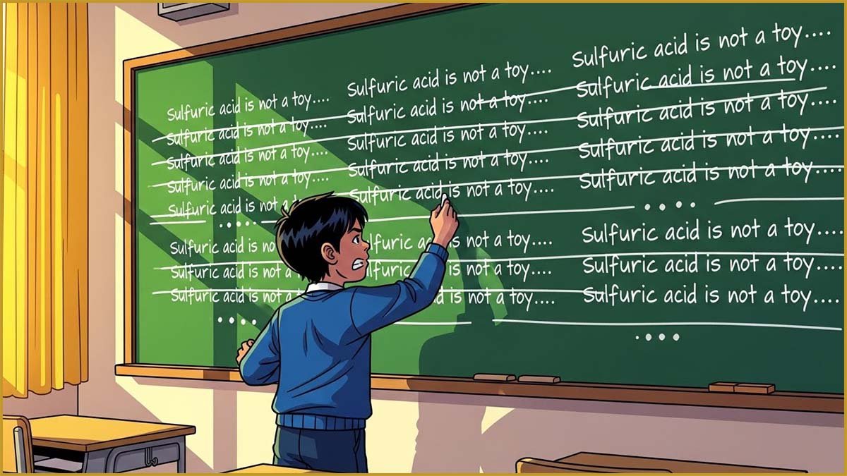 Child writing lines on the board