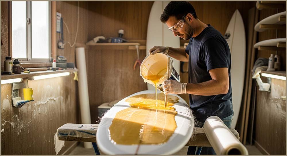 Boatbuilder using fibreglass.