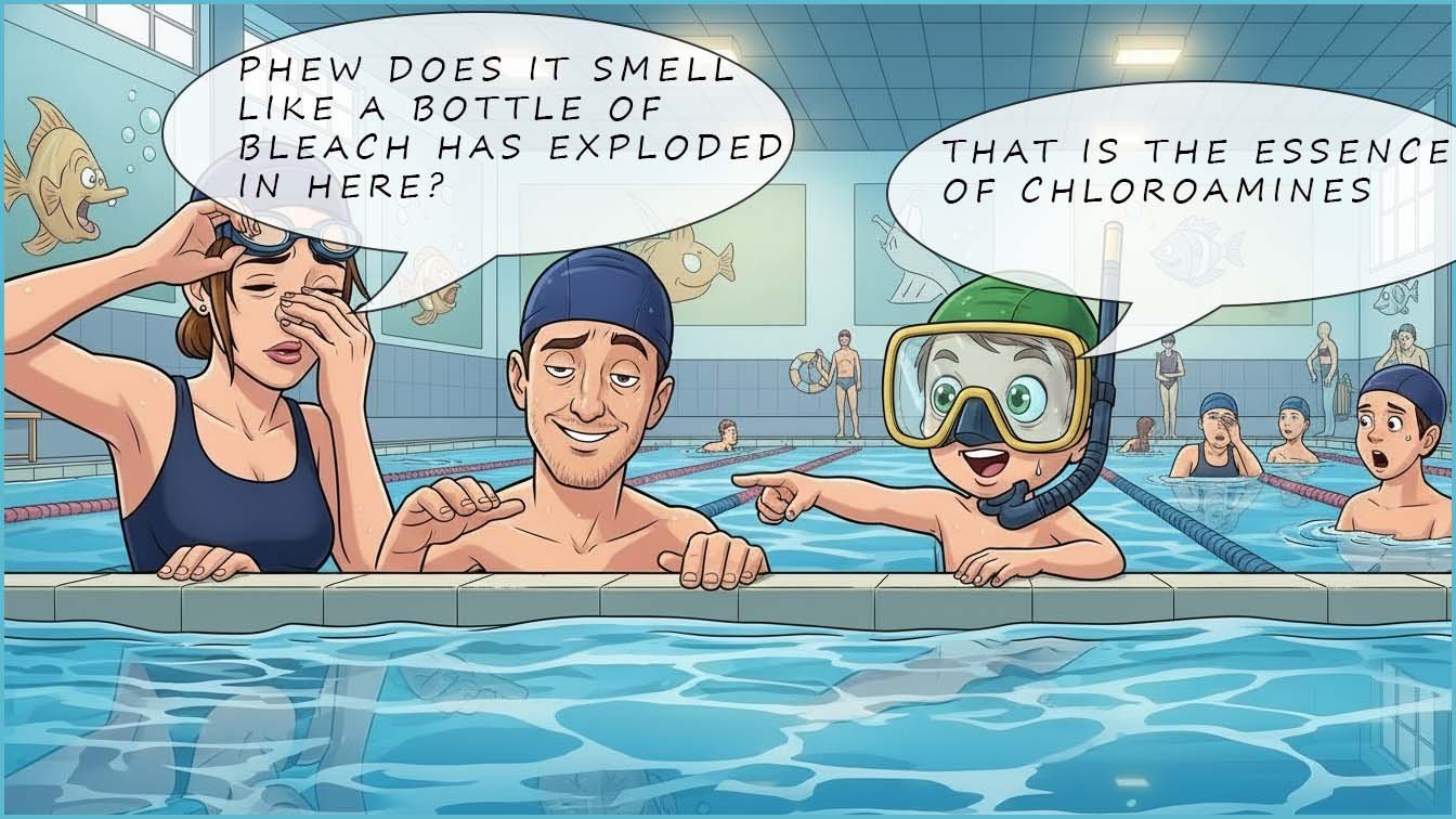 Bathers at the swimming pool complaining about the chlorine smell.