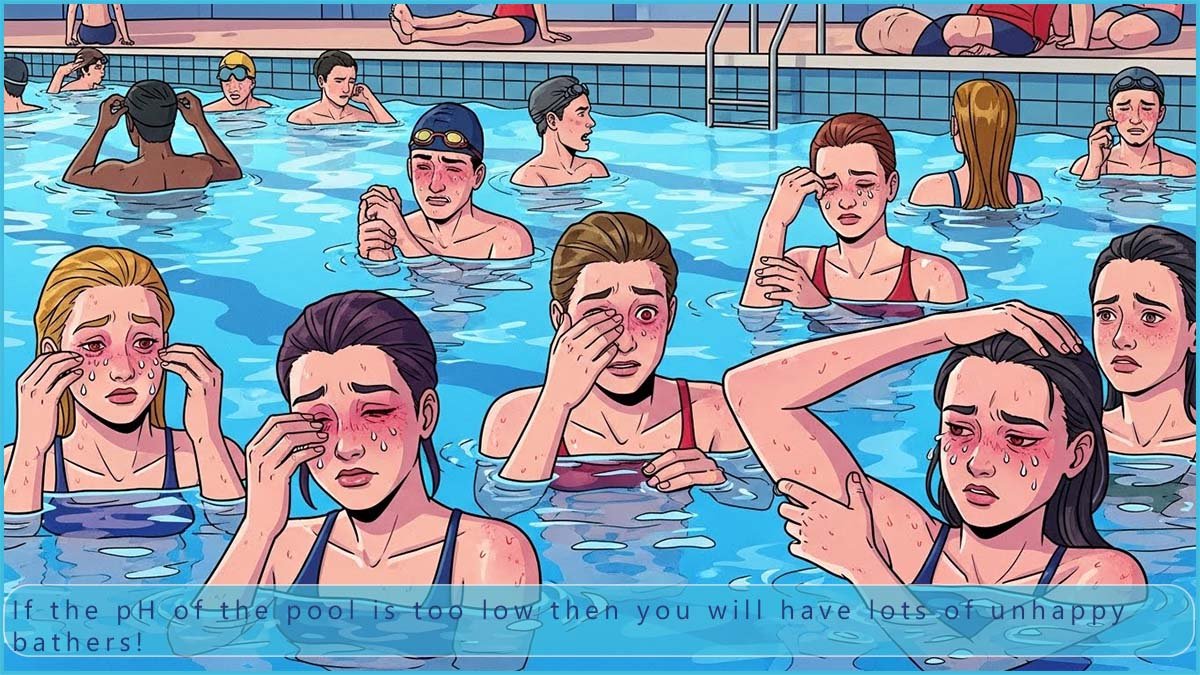 Unhappy swimmers- the pool water is too acidic.