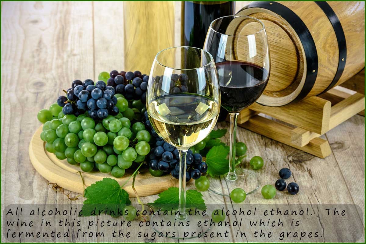 alcoholic drinks are made by fermenting the sugars present in grapes.